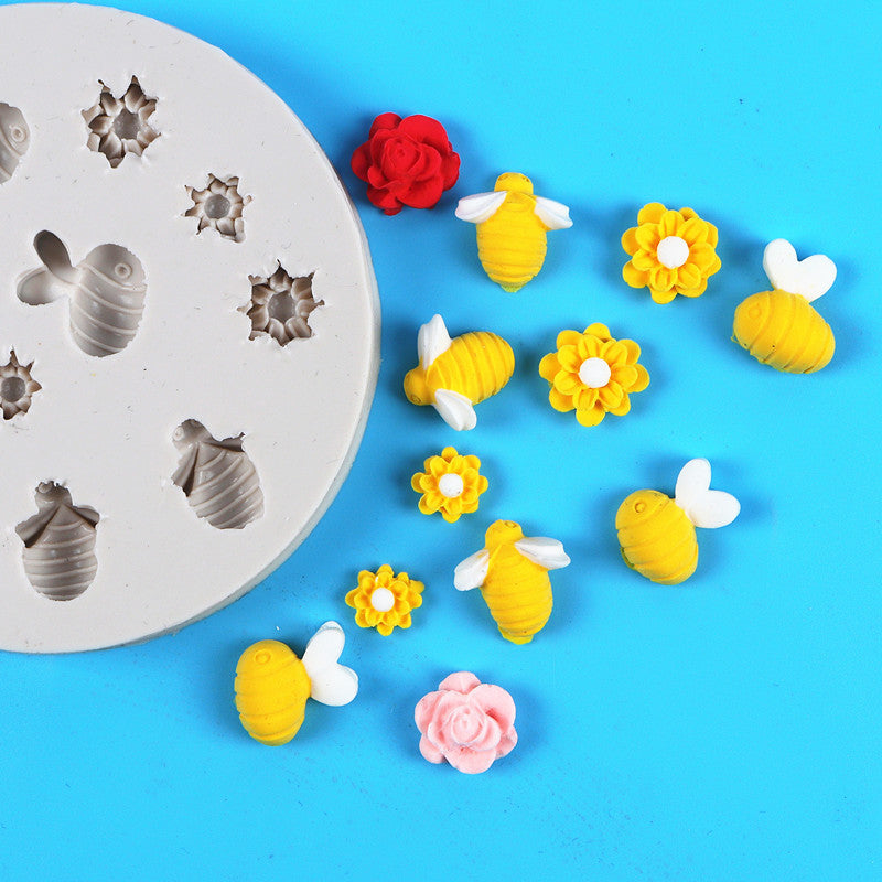 Mini Bees and Flowers Silicone Mould