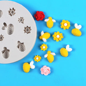 Mini Bees and Flowers Silicone Mould