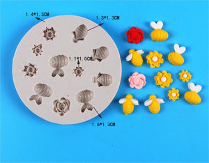 Mini Bees and Flowers Silicone Mould