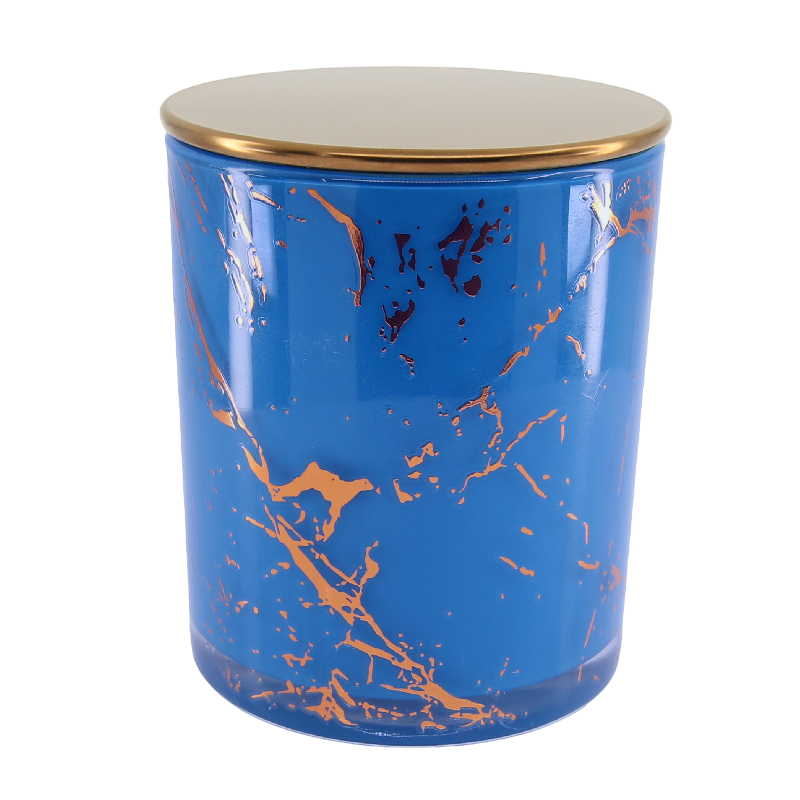 Marble Cambridge Blue/Rose Gold Jar