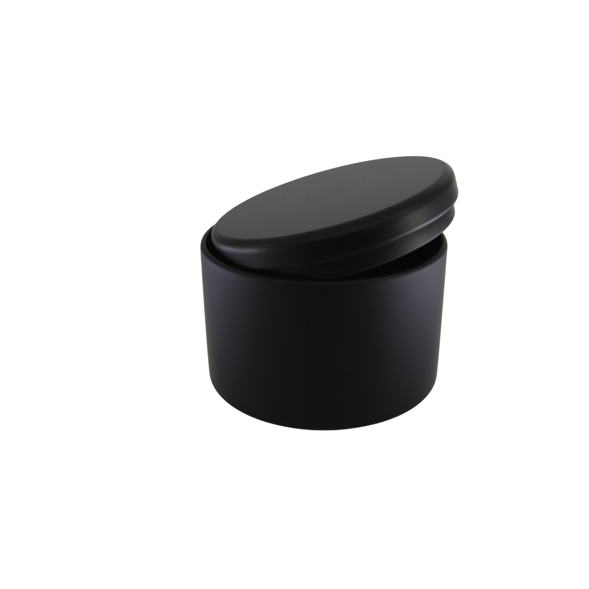 (New) Satin Round Candle Tin Matt Black Medium