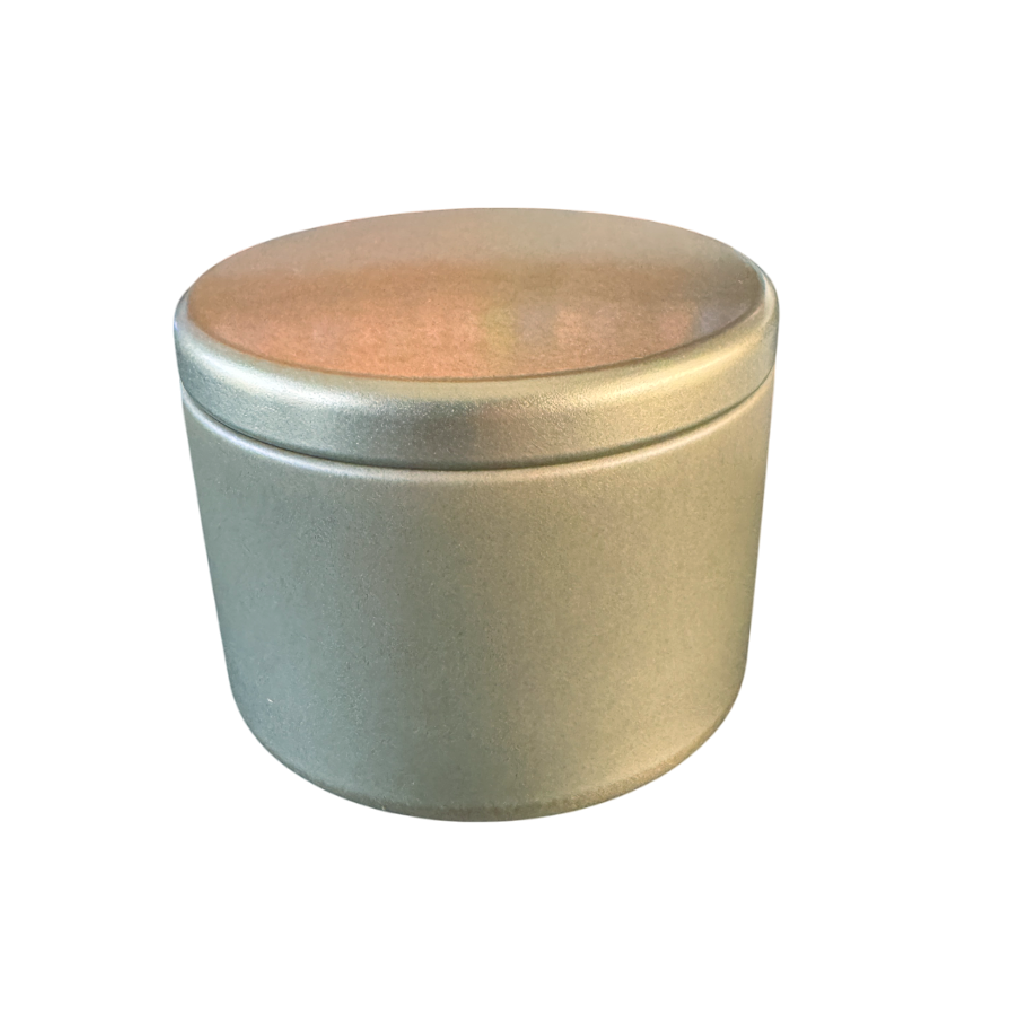 (New) Satin Round Candle Tin Brushed Gold Medium