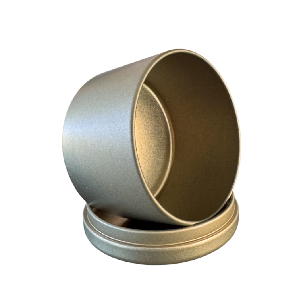 (New) Satin Round Candle Tin Brushed Gold Medium