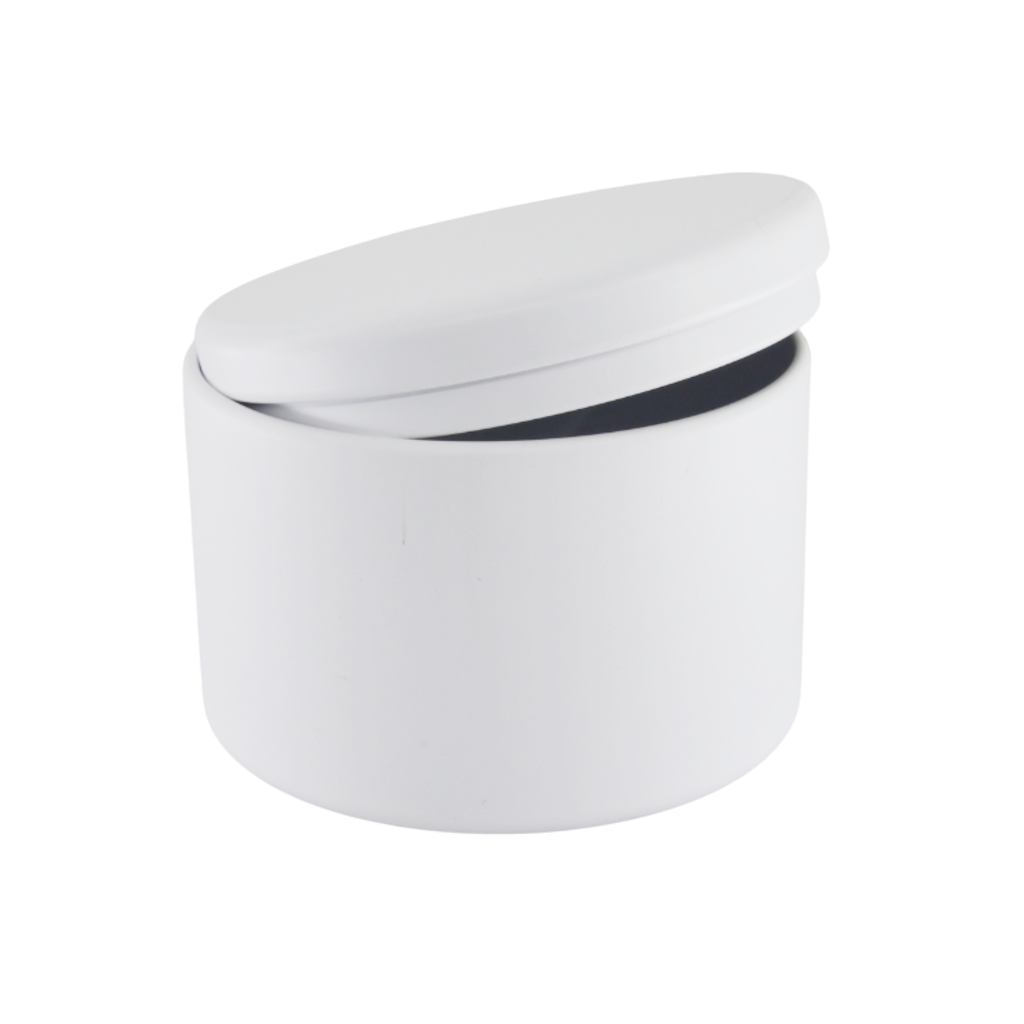 (New) Satin Round Candle Tin Matt White Medium