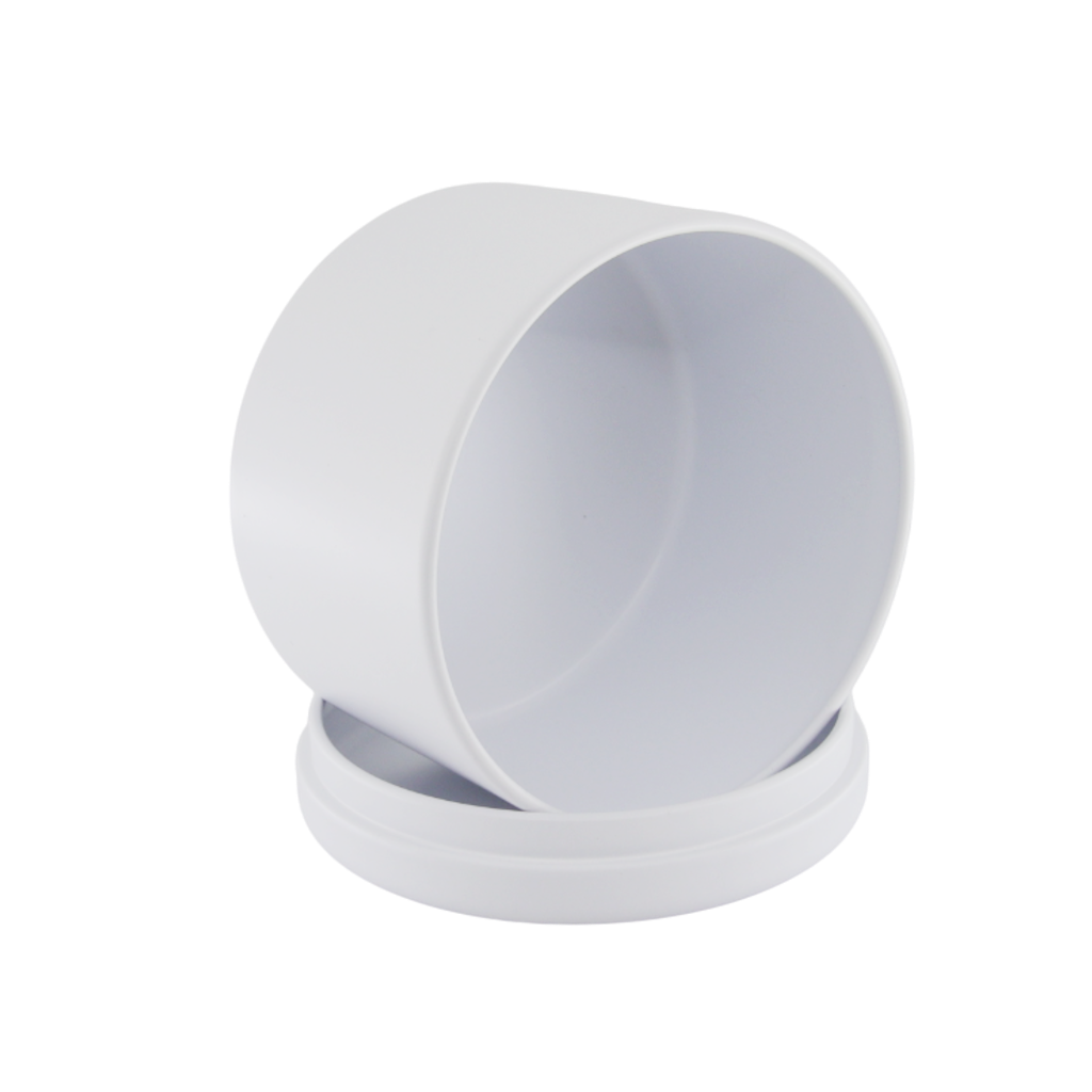 (New) Satin Round Candle Tin Matt White Medium