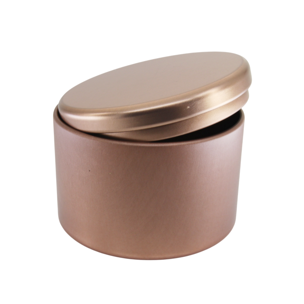 (New) Satin Round Candle Tin Rose Gold Medium