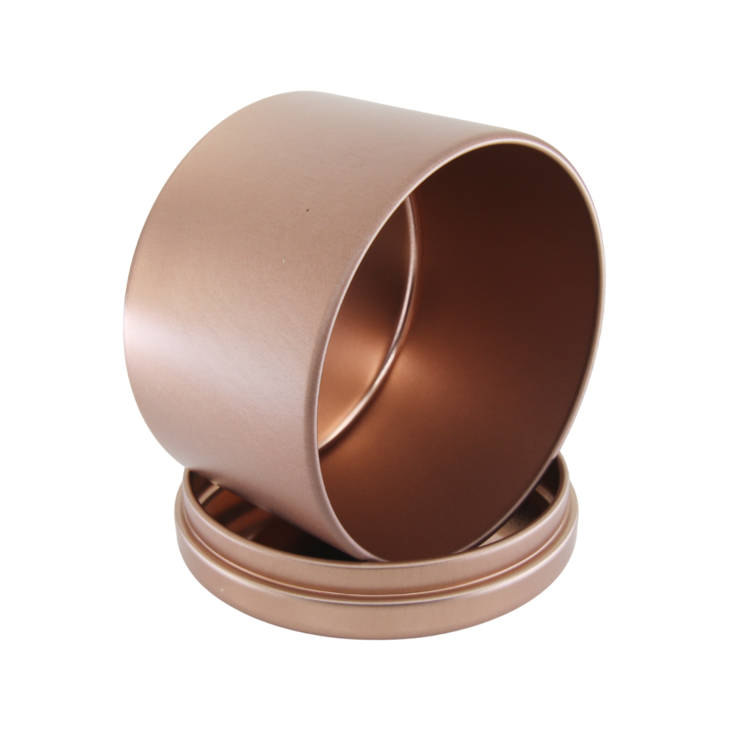 (New) Satin Round Candle Tin Rose Gold Medium
