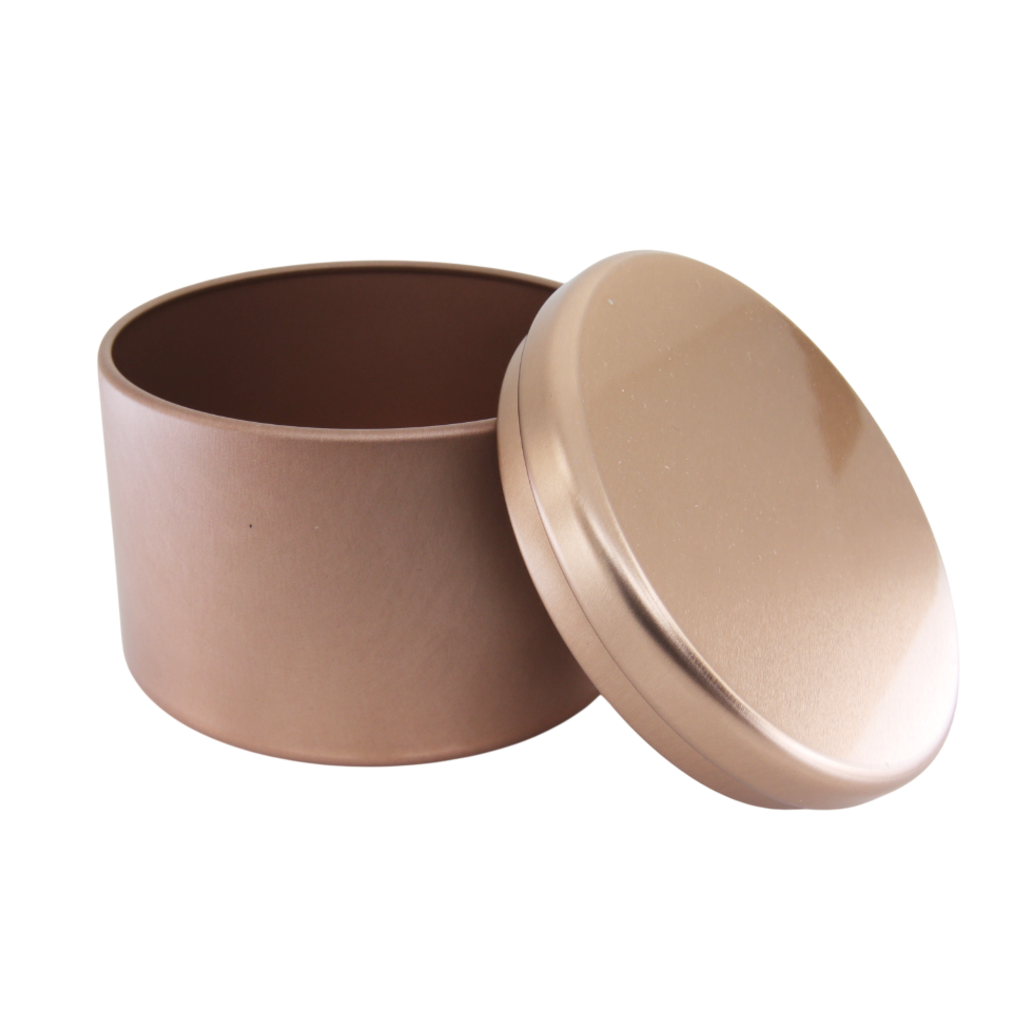 (New) Satin Round Candle Tin Rose Gold Medium