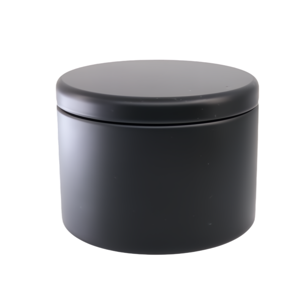 (New) Satin Round Candle Tin Matt Black Medium
