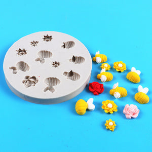 Mini Bees and Flowers Silicone Mould