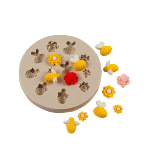 Mini Bees and Flowers Silicone Mould