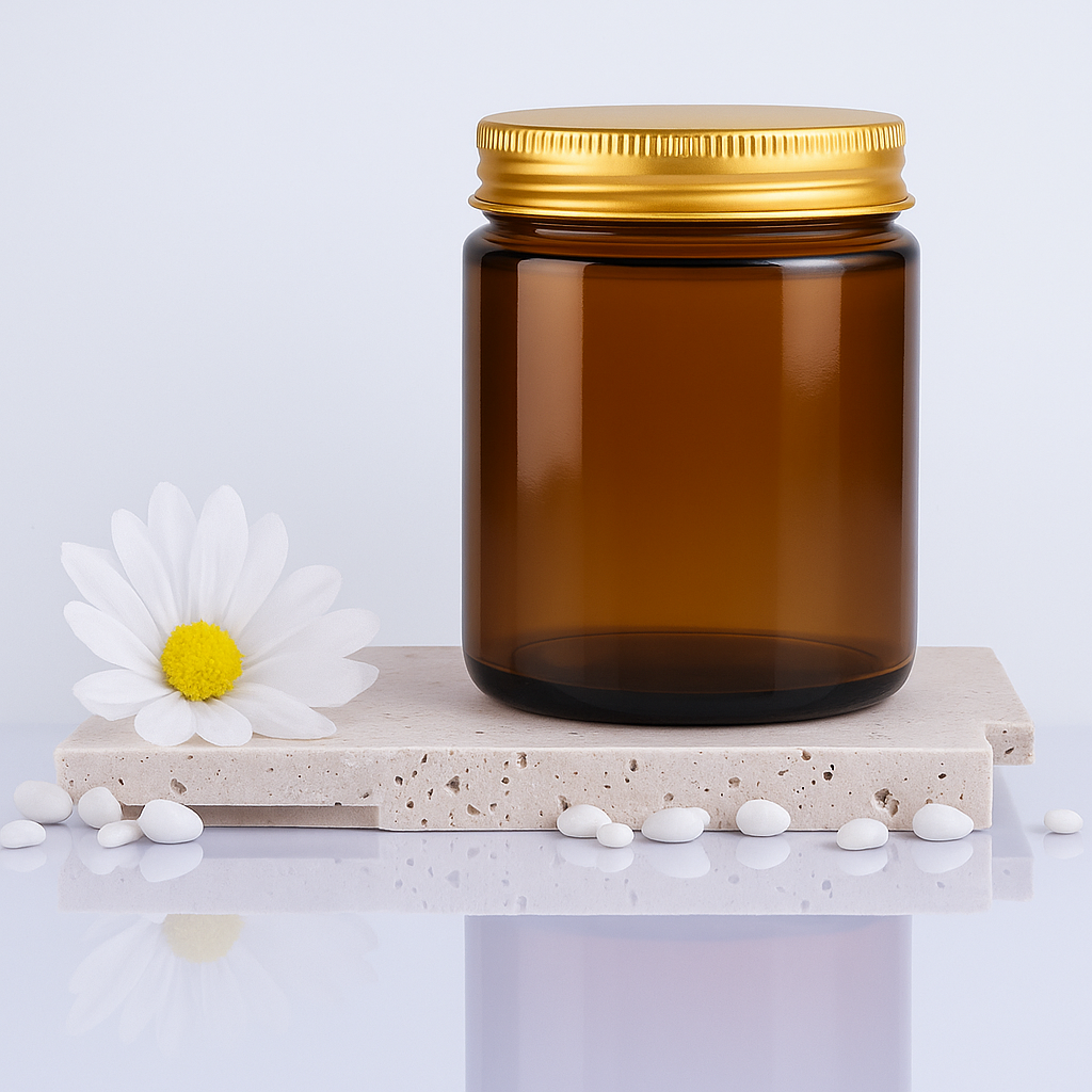 Gold Aluminium Lid 250ml Glass Jar