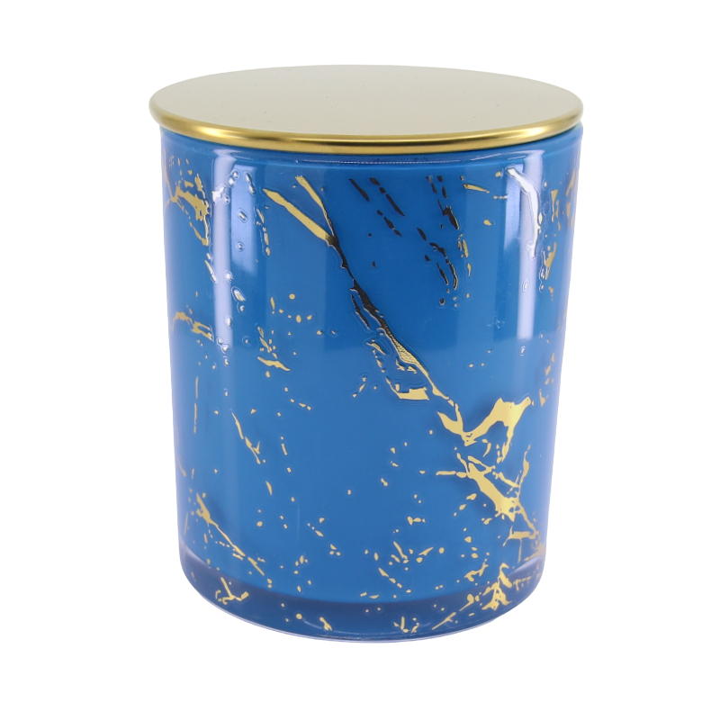 Marble Cambridge Blue/Gold Jar