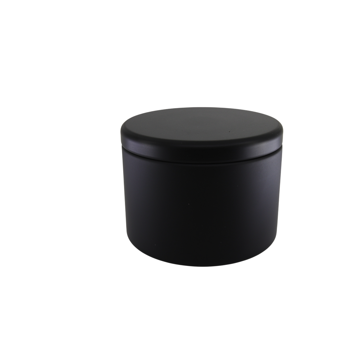 (New) Satin Round Candle Tin Matt Black Medium
