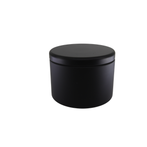 (New) Satin Round Candle Tin Matt Black Medium