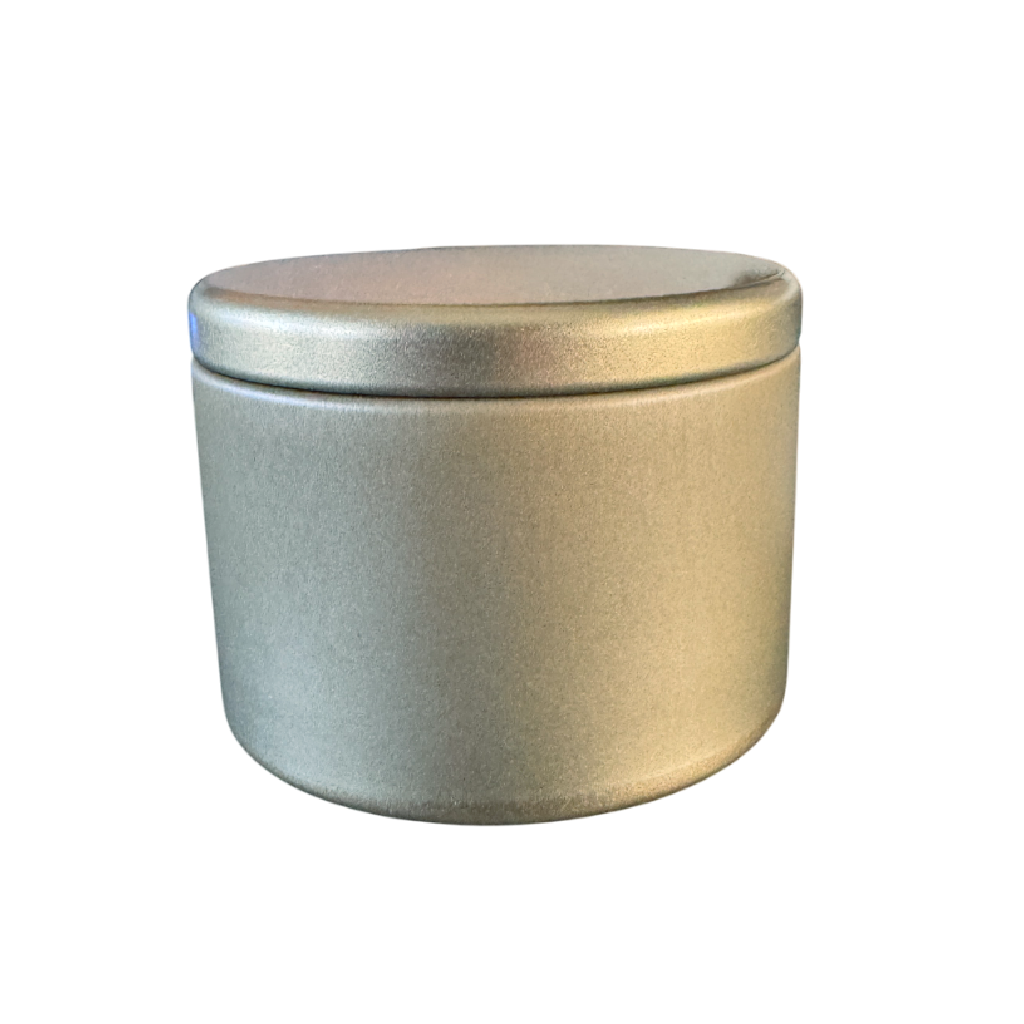 (New) Satin Round Candle Tin Brushed Gold Medium