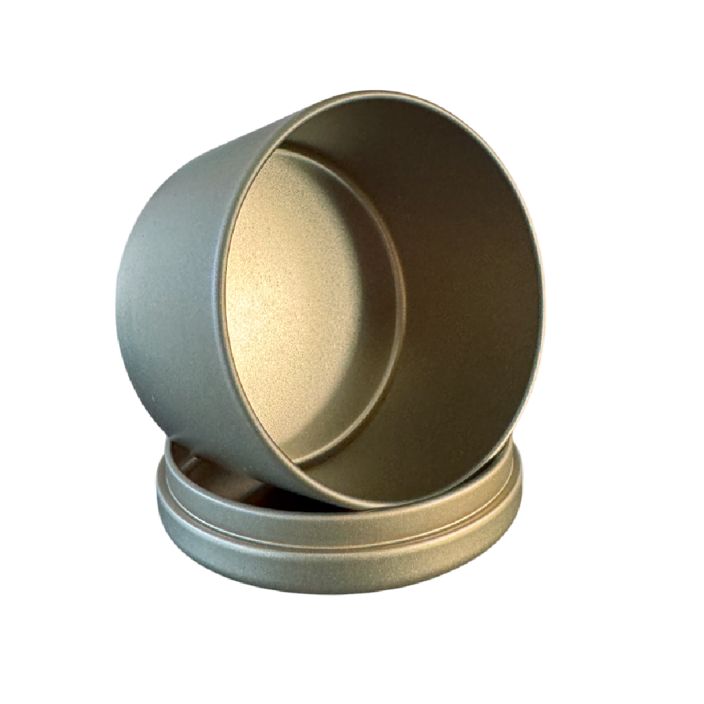 (New) Satin Round Candle Tin Brushed Gold Medium