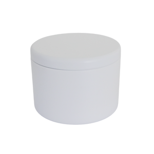 (New) Satin Round Candle Tin Matt White Medium