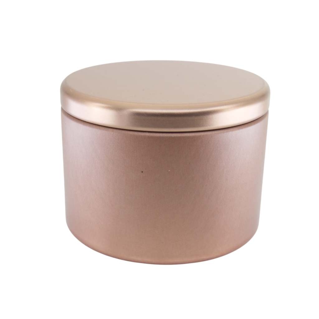 (New) Satin Round Candle Tin Rose Gold Medium