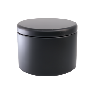 (New) Satin Round Candle Tin Matt Black Medium